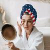 LEOSUCRE Microfiber Hair Towel Wrap Ultra Absorbent Hair Cap, American Flag Hair Towel with Buttons Hair Drying Towel Turban Bath Hair Wrap for Woman 26x10in Independence Day Burlap Texture view 3