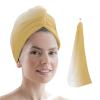 LEOSUCRE Microfiber Hair Towel Wrap Ultra Absorbent Hair Cap, Ombre White and Yellow Hair Towel with Buttons Hair Drying Towel Turban Bath Hair Wrap for Woman 26x10in Abstract Gradient Texture view 1
