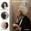 LEOSUCRE Microfiber Hair Towel Wrap Ultra Absorbent Hair Cap, Ombre White and Yellow Hair Towel with Buttons Hair Drying Towel Turban Bath Hair Wrap for Woman 26x10in Abstract Gradient Texture view 2