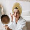 LEOSUCRE Microfiber Hair Towel Wrap Ultra Absorbent Hair Cap, Ombre White and Yellow Hair Towel with Buttons Hair Drying Towel Turban Bath Hair Wrap for Woman 26x10in Abstract Gradient Texture view 3