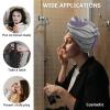 LEOSUCRE Microfiber Hair Towel Wrap Ultra Absorbent Hair Cap, Purple and Gray Hair Towel with Buttons Hair Drying Towel Turban Bath Hair Wrap for Woman 26x10in Abstract Ombre Geometric view 2