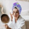 LEOSUCRE Microfiber Hair Towel Wrap Ultra Absorbent Hair Cap, Ombre Purple Marble Fluid Hair Towel with Buttons Hair Drying Towel Turban Bath Hair Wrap for Woman 26x10in view 3