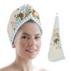 LEOSUCRE Microfiber Hair Towel Wrap Ultra Absorbent Hair Cap, Easter Bunny Hair Towel with Buttons Hair Drying Towel Turban Bath Hair Wrap for Woman 26x10in Eggs Spring Floral Blue Plaid view 1