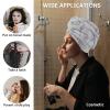 LEOSUCRE Microfiber Hair Towel Wrap Ultra Absorbent Hair Cap, Beach Themed Hair Towel with Buttons Hair Drying Towel Turban Bath Hair Wrap for Woman 26x10in Ocean Shells Starfish Illustraction view 2