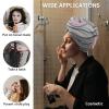 LEOSUCRE Microfiber Hair Towel Wrap Ultra Absorbent Hair Cap, Modern Pink and Gray Hair Towel with Buttons Hair Drying Towel Turban Bath Hair Wrap for Woman 26x10in Abstract Ombre Painting view 2