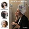 LEOSUCRE Microfiber Hair Towel Wrap Ultra Absorbent Hair Cap, Floral Hair Towel with Buttons Hair Drying Towel Turban Bath Hair Wrap for Woman 26x10in Tulip Lavender Jasmine in a Vase Purple Plaid view 2