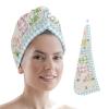 LEOSUCRE Microfiber Hair Towel Wrap Ultra Absorbent Hair Cap, Easter Bunny Hair Towel with Buttons Hair Drying Towel Turban Bath Hair Wrap for Woman 26x10in Spring Floral Butterfly Buffalo Plaid view 1
