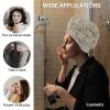 LEOSUCRE Microfiber Hair Towel Wrap Ultra Absorbent Hair Cap, Draping Floral Hair Towel with Buttons Hair Drying Towel Turban Bath Hair Wrap for Woman 26x10in Blue and Gray Flower Rustic Burlap view 2
