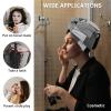 LEOSUCRE Microfiber Hair Towel Wrap Ultra Absorbent Hair Cap, Abstract Art Hair Towel with Buttons Hair Drying Towel Turban Bath Hair Wrap for Woman 26x10in Black Gray White Color Block view 2
