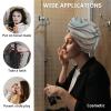 LEOSUCRE Microfiber Hair Towel Wrap Ultra Absorbent Hair Cap, Ombre Water Ripples Hair Towel with Buttons Hair Drying Towel Turban Bath Hair Wrap for Woman 26x10in Abstract Green and Brown view 2