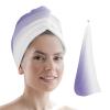 LEOSUCRE Microfiber Hair Towel Wrap Ultra Absorbent Hair Cap, Ombre Purple and White Hair Towel with Buttons Hair Drying Towel Turban Bath Hair Wrap for Woman 26x10in Gradient Color view 1