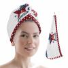 LEOSUCRE Microfiber Hair Towel Wrap Ultra Absorbent Hair Cap, Independence Day Hair Towel with Buttons Hair Drying Towel Turban Bath Hair Wrap for Woman 26x10in USA Flag Star Wooden Grain view 1