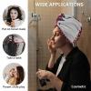 LEOSUCRE Microfiber Hair Towel Wrap Ultra Absorbent Hair Cap, Independence Day Hair Towel with Buttons Hair Drying Towel Turban Bath Hair Wrap for Woman 26x10in USA Flag Star Wooden Grain view 2