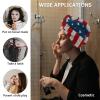 LEOSUCRE Microfiber Hair Towel Wrap Ultra Absorbent Hair Cap, Independence Day Hair Towel with Buttons Hair Drying Towel Turban Bath Hair Wrap for Woman 26x10in 4th of July Flag Star view 2