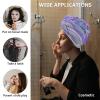 LEOSUCRE Microfiber Hair Towel Wrap Ultra Absorbent Hair Cap, Ombre Purple Marble Fluid Hair Towel with Buttons Hair Drying Towel Turban Bath Hair Wrap for Woman 26x10in Abstract Marble Texture view 2