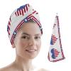 LEOSUCRE Microfiber Hair Towel Wrap Ultra Absorbent Hair Cap, Love American Flag Hair Towel with Buttons Hair Drying Towel Turban Bath Hair Wrap for Woman 26x10in Farmhouse Star Wooden Grain view 1