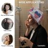 LEOSUCRE Microfiber Hair Towel Wrap Ultra Absorbent Hair Cap, Love American Flag Hair Towel with Buttons Hair Drying Towel Turban Bath Hair Wrap for Woman 26x10in Farmhouse Star Wooden Grain view 2