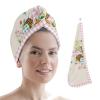 LEOSUCRE Microfiber Hair Towel Wrap Ultra Absorbent Hair Cap, Easter Bunny Hair Towel with Buttons Hair Drying Towel Turban Bath Hair Wrap for Woman 26x10in Eggs Spring Floral Pink Plaid view 1