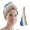 LEOSUCRE Microfiber Hair Towel Wrap Ultra Absorbent Hair Cap, Ombre Color Hair Towel with Buttons Hair Drying Towel Turban Bath Hair Wrap for Woman 26x10in Khaki and Brown Painting view 1