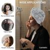 LEOSUCRE Microfiber Hair Towel Wrap Ultra Absorbent Hair Cap, Blue and Gray Floral Hair Towel with Buttons Hair Drying Towel Turban Bath Hair Wrap for Woman 26x10in Draping Flower Rural Texture view 2