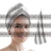LEOSUCRE Microfiber Hair Towel Wrap Ultra Absorbent Hair Cap, Ethnic Boho Hair Towel with Buttons Hair Drying Towel Turban Bath Hair Wrap for Woman 26x10in Black and White Abstract view 1