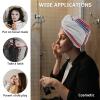LEOSUCRE Microfiber Hair Towel Wrap Ultra Absorbent Hair Cap, Independence Hair Towel with Buttons Hair Drying Towel Turban Bath Hair Wrap for Woman 26x10in American Flag Stripes Red Blue view 2