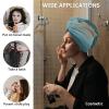 LEOSUCRE Microfiber Hair Towel Wrap Ultra Absorbent Hair Cap, Ombre Brown Turquoise Hair Towel with Buttons Hair Drying Towel Turban Bath Hair Wrap for Woman 26x10in Abstract Painting view 2