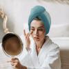 LEOSUCRE Microfiber Hair Towel Wrap Ultra Absorbent Hair Cap, Ombre Brown Turquoise Hair Towel with Buttons Hair Drying Towel Turban Bath Hair Wrap for Woman 26x10in Abstract Painting view 3