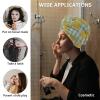 LEOSUCRE Microfiber Hair Towel Wrap Ultra Absorbent Hair Cap, Lemon Hair Towel with Buttons Hair Drying Towel Turban Bath Hair Wrap for Woman 26x10in Sliced Fruits Tiled Green Stripes view 2