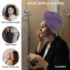 LEOSUCRE Microfiber Hair Towel Wrap Ultra Absorbent Hair Cap, Purple Chinese Floral Style Hair Towel with Buttons Hair Drying Towel Turban Bath Hair Wrap for Woman 26x10in Simple Painting view 2