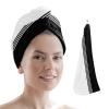LEOSUCRE Microfiber Hair Towel Wrap Ultra Absorbent Hair Cap, Minimalism Stripes Hair Towel with Buttons Hair Drying Towel Turban Bath Hair Wrap for Woman 26x10in Farmhouse Black Lines view 1