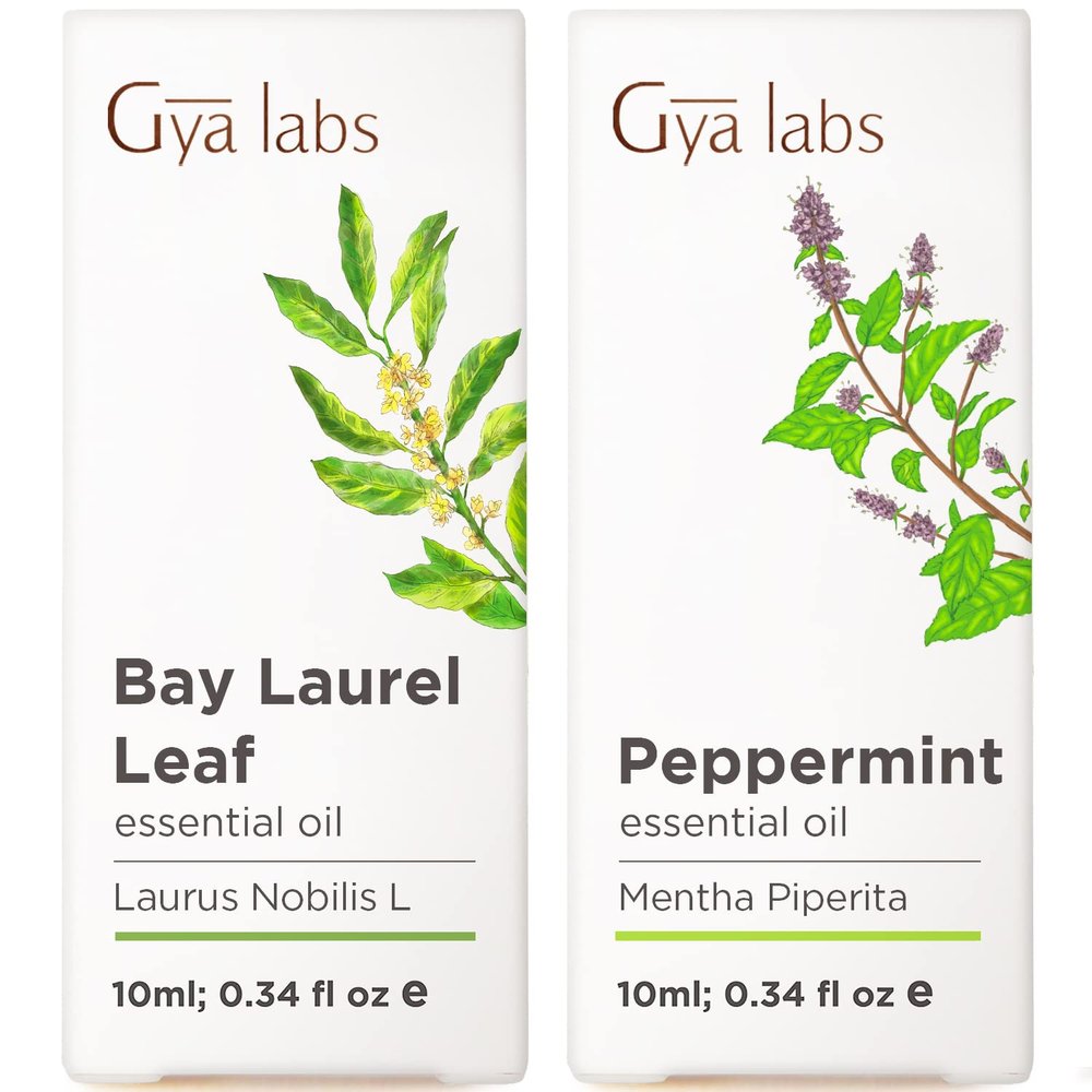 Bay Leaf & Peppermint Essential Oil Set - Aromatherapy Grade Essential Oils Set - 2x0.34 fl oz - Gya Labs