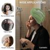 LEOSUCRE Microfiber Hair Towel Wrap Ultra Absorbent Hair Cap, Ombre White and Green Hair Towel with Buttons Hair Drying Towel Turban Bath Hair Wrap for Woman 26x10in Abstract Gradient Texture view 2