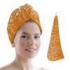 LEOSUCRE Microfiber Hair Towel Wrap Ultra Absorbent Hair Cap, Orange Floral Hair Towel with Buttons Hair Drying Towel Turban Bath Hair Wrap for Woman 26x10in Romantic Flower Drape view 1
