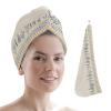 LEOSUCRE Microfiber Hair Towel Wrap Ultra Absorbent Hair Cap, Lavender Floral Hair Towel with Buttons Hair Drying Towel Turban Bath Hair Wrap for Woman 26x10in Abstract Bohemia Style view 1
