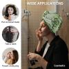 LEOSUCRE Microfiber Hair Towel Wrap Ultra Absorbent Hair Cap, Happy St Patrick Day Hair Towel with Buttons Hair Drying Towel Turban Bath Hair Wrap for Woman 26x10in Lucky Clover Green Backdrop view 2