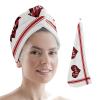 LEOSUCRE Microfiber Hair Towel Wrap Ultra Absorbent Hair Cap, Farmhouse Valentines Hair Towel with Buttons Hair Drying Towel Turban Bath Hair Wrap for Woman 26x10in Love Heart Red Buffalo Plaid view 1