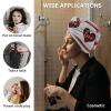 LEOSUCRE Microfiber Hair Towel Wrap Ultra Absorbent Hair Cap, Farmhouse Valentines Hair Towel with Buttons Hair Drying Towel Turban Bath Hair Wrap for Woman 26x10in Love Heart Red Buffalo Plaid view 2