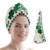 LEOSUCRE Microfiber Hair Towel Wrap Ultra Absorbent Hair Cap, St. Patricks Day Hair Towel with Buttons Hair Drying Towel Turban Bath Hair Wrap for Woman 26x10in Clover Buffalo Plaid Shamrock view 1