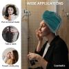 LEOSUCRE Microfiber Hair Towel Wrap Ultra Absorbent Hair Cap, Simple Teal Floral Texture Hair Towel with Buttons Hair Drying Towel Turban Bath Hair Wrap for Woman 26x10in Art Painting view 2