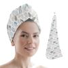LEOSUCRE Microfiber Hair Towel Wrap Ultra Absorbent Hair Cap, Colorful Leaves Hair Towel with Buttons Hair Drying Towel Turban Bath Hair Wrap for Woman 26x10in Abstract Plant Tiled Pattern view 1