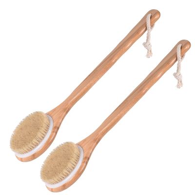 Magik 1-2Pc Natural Bristle Wooden Bath Shower Brush Spa Back Body Dry Skin Scrubber (2 Pack)