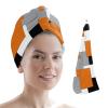 LEOSUCRE Microfiber Hair Towel Wrap Ultra Absorbent Hair Cap, Abstract Geometric Hair Towel with Buttons Hair Drying Towel Turban Bath Hair Wrap for Woman 26x10in Orange Black Gray Color Block view 1