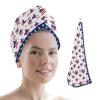 LEOSUCRE Microfiber Hair Towel Wrap Ultra Absorbent Hair Cap, Independence Day Hair Towel with Buttons Hair Drying Towel Turban Bath Hair Wrap for Woman 26x10in American Flag Star Tiled view 1