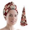 LEOSUCRE Microfiber Hair Towel Wrap Ultra Absorbent Hair Cap, Mother's Day Hair Towel with Buttons Hair Drying Towel Turban Bath Hair Wrap for Woman 26x10in Truck Gnomes Love Heart Buffalo Plaid view 1