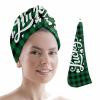 LEOSUCRE Microfiber Hair Towel Wrap Ultra Absorbent Hair Cap, Lucky St. Patrick's Day Hair Towel with Buttons Hair Drying Towel Turban Bath Hair Wrap for Woman 26x10in Green Black Checkered view 1