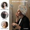 LEOSUCRE Microfiber Hair Towel Wrap Ultra Absorbent Hair Cap, Abstract Leaves Hair Towel with Buttons Hair Drying Towel Turban Bath Hair Wrap for Woman 26x10in Yellow Orange and Gray Burlap Backdrop view 2