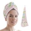 LEOSUCRE Microfiber Hair Towel Wrap Ultra Absorbent Hair Cap, Easter Hair Towel with Buttons Hair Drying Towel Turban Bath Hair Wrap for Woman 26x10in Plaid Bunny Spring Burlap Backdrop Pink view 1