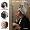 LEOSUCRE Microfiber Hair Towel Wrap Ultra Absorbent Hair Cap, Farm Rooster Hair Towel with Buttons Hair Drying Towel Turban Bath Hair Wrap for Woman 26x10in Vintage Ink Painting view 2