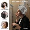 LEOSUCRE Microfiber Hair Towel Wrap Absorbent Hair Cap, Farm Animal Hair Towel with Buttons Hair Drying Towel Turban Bath Hair Wrap for Woman 26x10in Rustic Cow Pig Rooster Black and White Plaid view 2